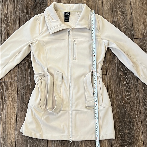 The North Face TNF Apex Women’s Large Cream Zip-Front Long Jacket with Waist Tie - Picture 16 of 16